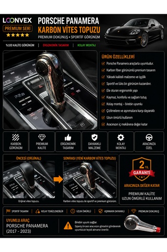 LOONVEX Premium Porsche Panamera Karbon Vites Topuzu – Araca Özel