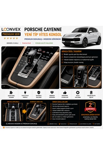 LOONVEX Premium Porsche Cayenne Yeni Tip Vites Konsol – Araca Özel
