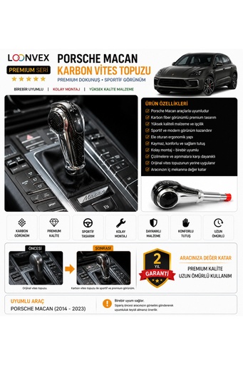 LOONVEX Premium Porsche Macan Karbon Vites Topuzu – Araca Özel