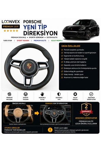 LOONVEX Premium Porsche Yeni Tip Direksiyon – Araca Özel