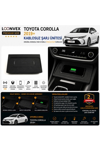 LOONVEX Premium Toyota Corolla 2019+ Kablosuz Şarj Ünitesi – Araca Özel