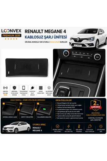 LOONVEX Premium Renault Megane 4 Kablosuz Şarj Ünitesi – Araca Özel