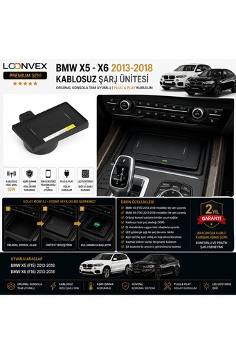 LOONVEX Premium BMW X5 F15 – X6 F16 2013-2018 Kablosuz Şarj Ünitesi