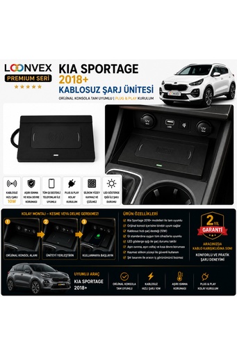 LOONVEX Premium Kia Sportage 2018+ Kablosuz Şarj Ünitesi – Araca Özel