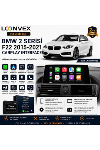 LOONVEX Premium BMW 2 Serisi F22 2015-2021 CarPlay Interface – Kablosuz CarPlay & Android Auto
