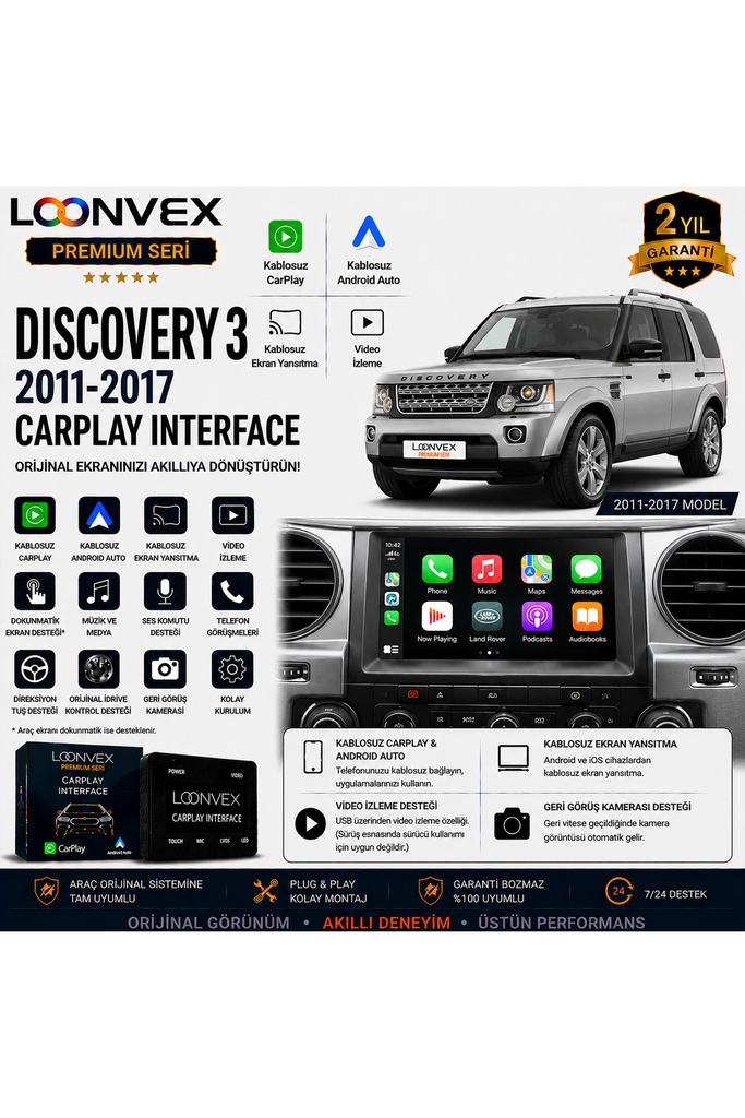 LOONVEX Premium Discovery 3 2011-2017 CarPlay Interface – Kablosuz CarPlay & Android Auto