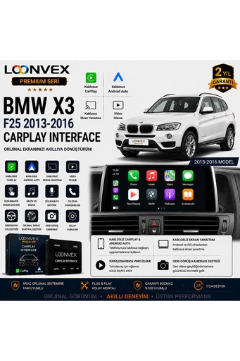 LOONVEX Premium BMW X3 F25 2013-2016 CarPlay Interface – Kablosuz CarPlay & Android Auto