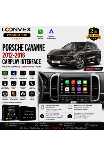 LOONVEX Premium Porsche Cayenne 2012-2016 CarPlay Interface – Kablosuz CarPlay & Android Auto