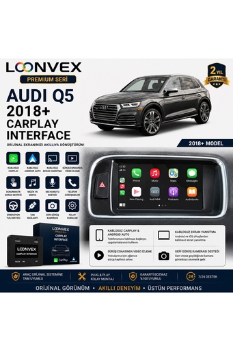 LOONVEX Premium Audi Q5 2018+ CarPlay Interface – Kablosuz CarPlay & Android Auto