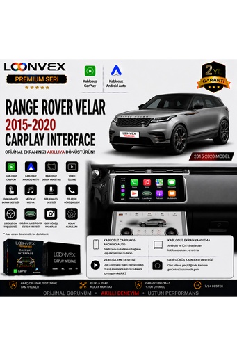 LOONVEX Premium Range Rover Velar 2015-2020 CarPlay Interface – Kablosuz CarPlay & Android Auto