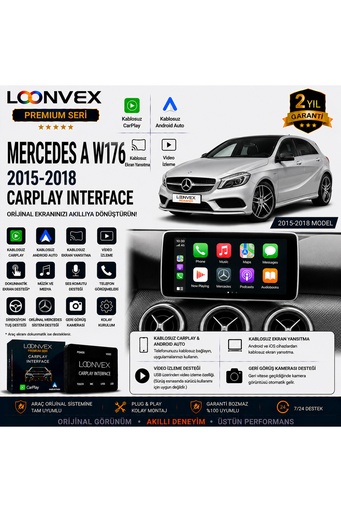 LOONVEX Premium Mercedes A Serisi W176 2015-2018 CarPlay Interface – Kablosuz CarPlay & Android Auto