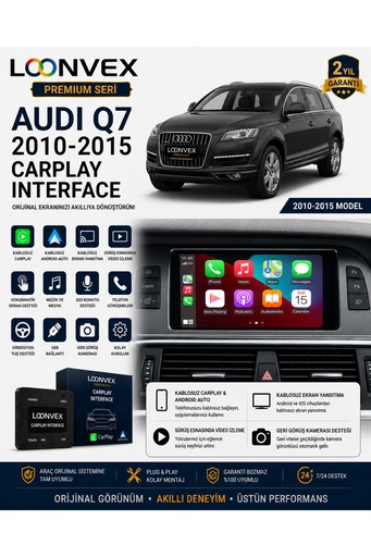 LOONVEX Premium Audi Q7 2010-2015 CarPlay Interface – Kablosuz CarPlay & Android Auto