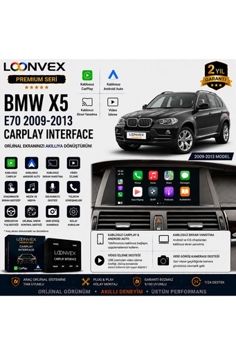 LOONVEX Premium BMW X5 E70 2009-2013 CarPlay Interface – Kablosuz CarPlay & Android Auto