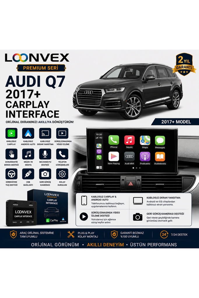 LOONVEX Premium Audi Q7 2017+ CarPlay Interface – Kablosuz CarPlay & Android Auto