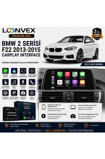 LOONVEX Premium BMW 2 Serisi F22 2013-2015 CarPlay Interface – Kablosuz CarPlay & Android Auto