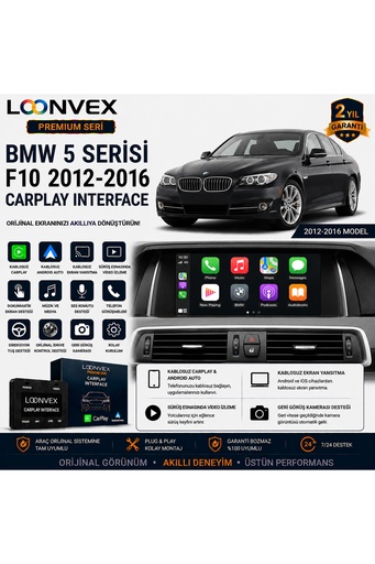 LOONVEX Premium BMW 5 Serisi F10 2012-2016 CarPlay Interface – Kablosuz CarPlay & Android Auto