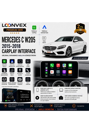 LOONVEX Premium Mercedes C Serisi W205 2015-2018 CarPlay Interface – Kablosuz CarPlay & Android Auto