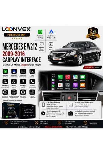 LOONVEX Premium Mercedes E Serisi W212 2009-2016 CarPlay Interface – Kablosuz CarPlay & Android Auto