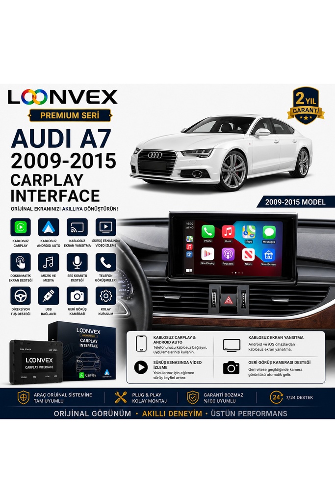 LOONVEX Premium Audi A7 2009-2015 CarPlay Interface – Kablosuz CarPlay & Android Auto