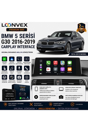 LOONVEX Premium BMW 5 Serisi G30 2016-2019 CarPlay Interface – Kablosuz CarPlay & Android Auto