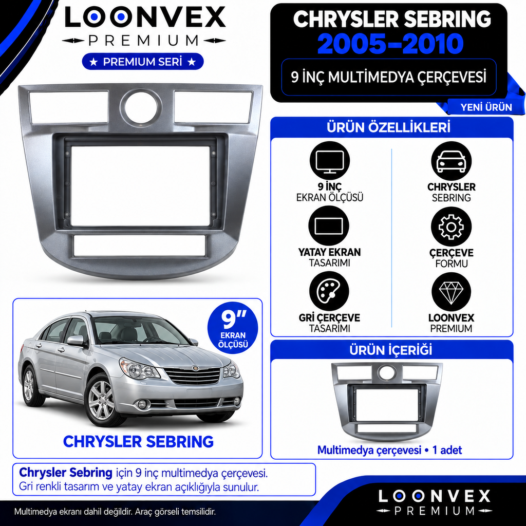 LOONVEX Premium JEEP WRANGLER -RUBİCON 10 İNÇ 2011/2017 Multimedya Çerçevesi