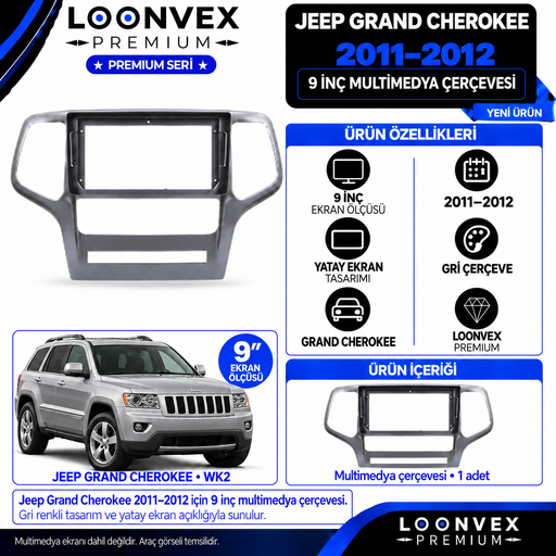 LOONVEX Premium JEEP GRAND CHEROKEE 2011-2012 9 İNCH Multimedya Çerçevesi
