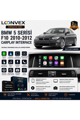 LOONVEX Premium BMW 5 Serisi F10 2010-2012 CarPlay Interface – Kablosuz CarPlay & Android Auto