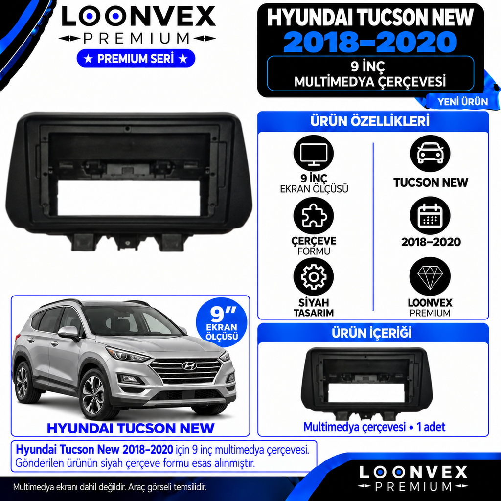 LOONVEX Premium Hyundai Tucson 2018-2020 Multimedya Çerçevesi