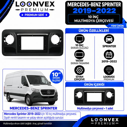 LOONVEX Premium MERCEDES SPRİNTER 10 İNÇ 2019/2022 Multimedya Çerçevesi