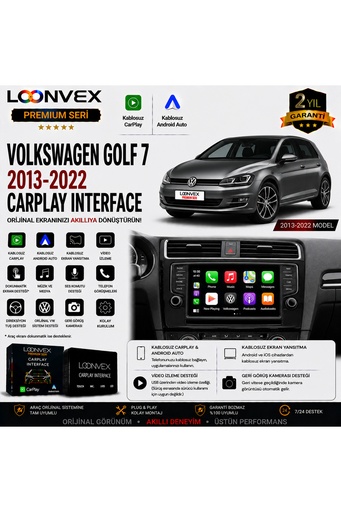 LOONVEX Premium Volkswagen Golf 7 2013-2022 CarPlay Interface – Kablosuz CarPlay & Android Auto