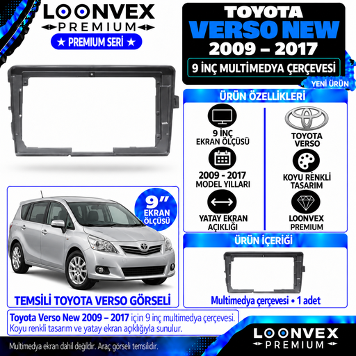 LOONVEX Premium TOYOTA VERSO NEW 2009/2017 9''İNÇ Multimedya Çerçevesi