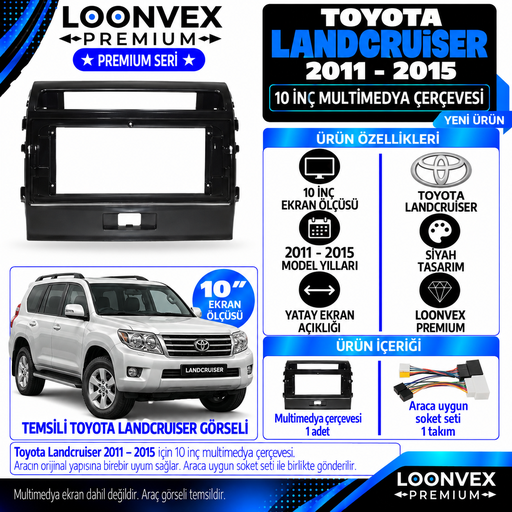 LOONVEX Premium TOYOTA LANDCRUİSER 2011/2015 10 ''İNÇ Multimedya Çerçevesi