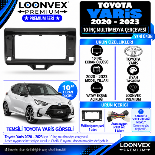 LOONVEX Premium TOYOTA YARİS 2020-2023 10 İNCH Multimedya Çerçevesi