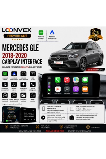 LOONVEX Premium Mercedes GLE 2018-2020 CarPlay Interface – Kablosuz CarPlay & Android Auto