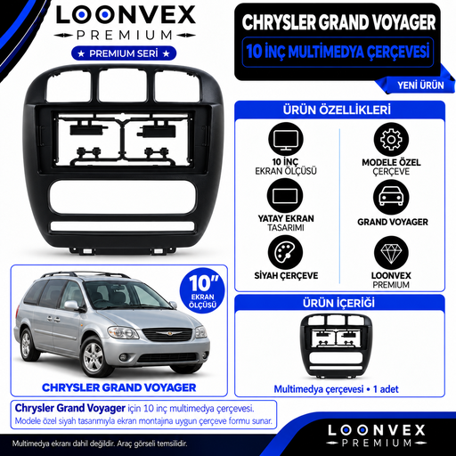 LOONVEX Premium JEEP CHRYSLER GRAND VOYAGER 10''İNÇ Multimedya Çerçevesi