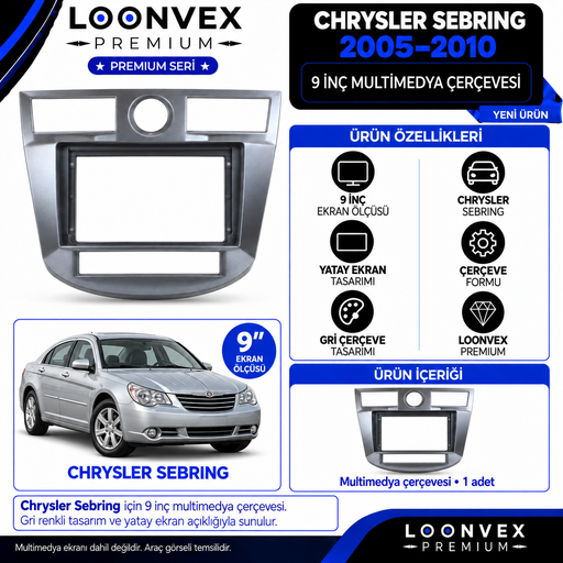 LOONVEX Premium JEEP CHRYSLER SEBRİNG 2005/2010 9''İNÇ Multimedya Çerçevesi