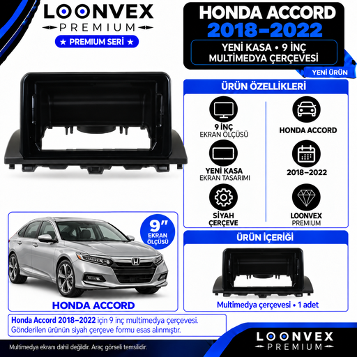 LOONVEX Premium HONDA ACCORD EN YENİ 9''İNÇ 2018/2022 Multimedya Çerçevesi