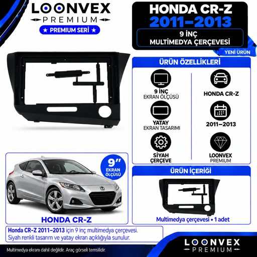 LOONVEX Premium HONDA CRZ/CR-Z 2011-2013 9 İNCH Multimedya Çerçevesi