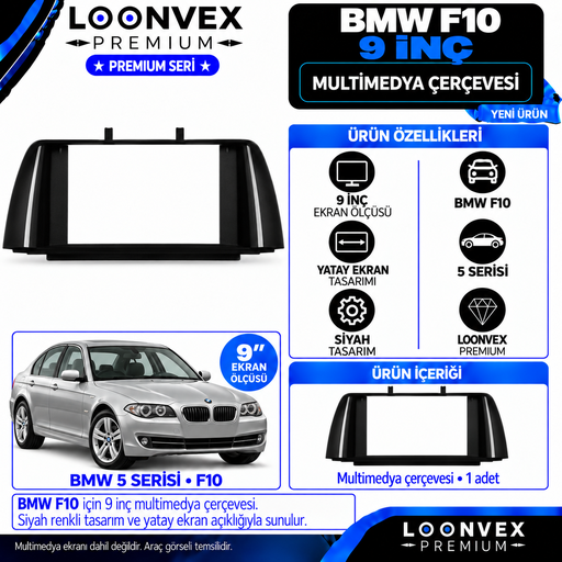 LOONVEX Premium BMW F10 9 İNCH Multimedya Çerçevesi