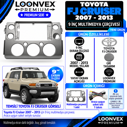 LOONVEX Premium TOYOTA FJ CRUİSER 2007-2013 9 İNCH Multimedya Çerçevesi