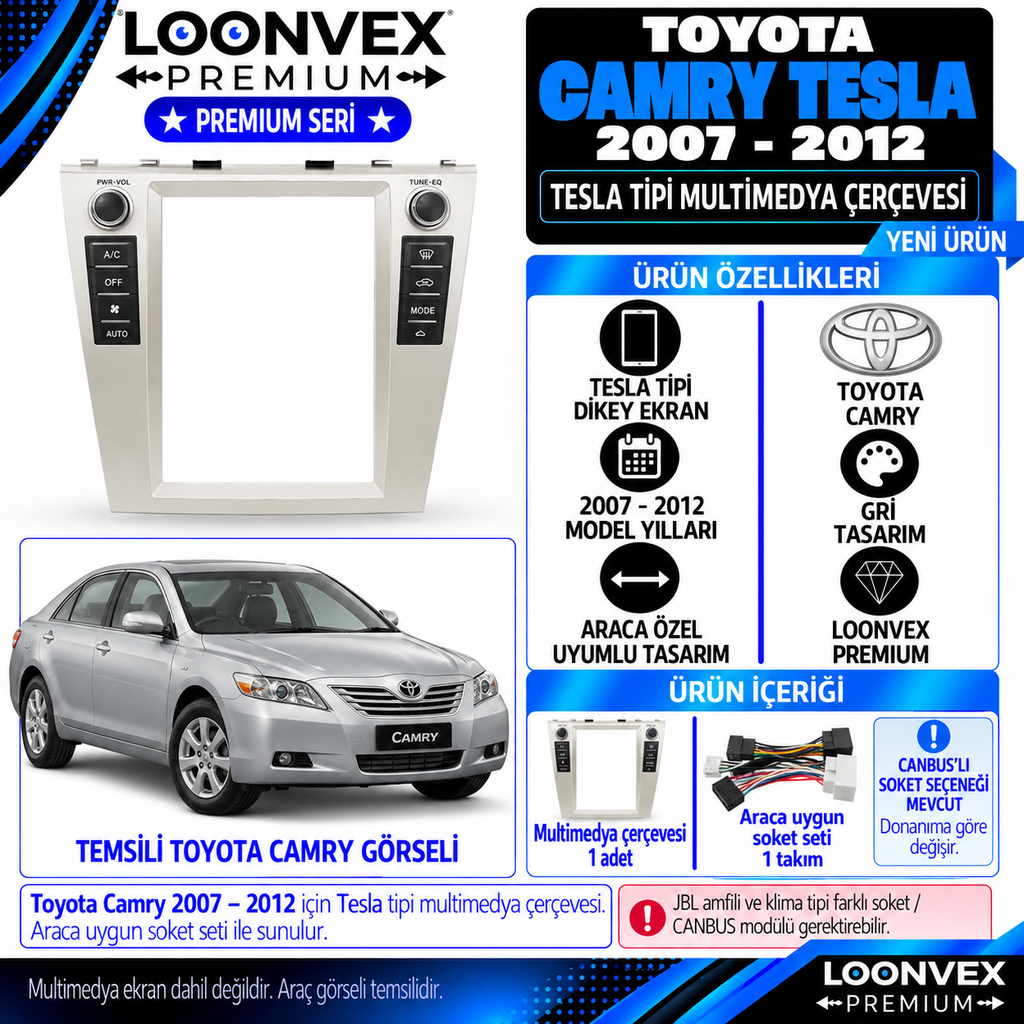 LOONVEX Premium TOYOTA CAMRY TESLA 2007-2012 Multimedya Çerçevesi