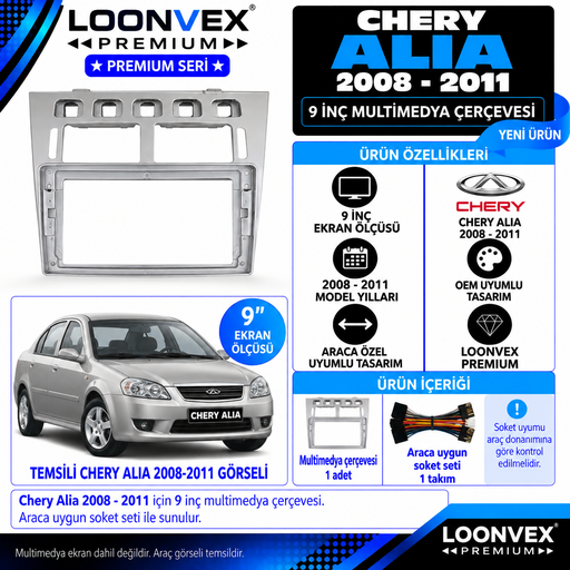 LOONVEX Premium CHERY ALİA 2008-2011 9 İNCH Multimedya Çerçevesi