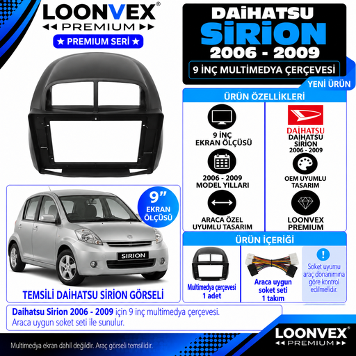 LOONVEX Premium DAİHATSU SİRİON 2006-2009 9 İNCH Multimedya Çerçevesi