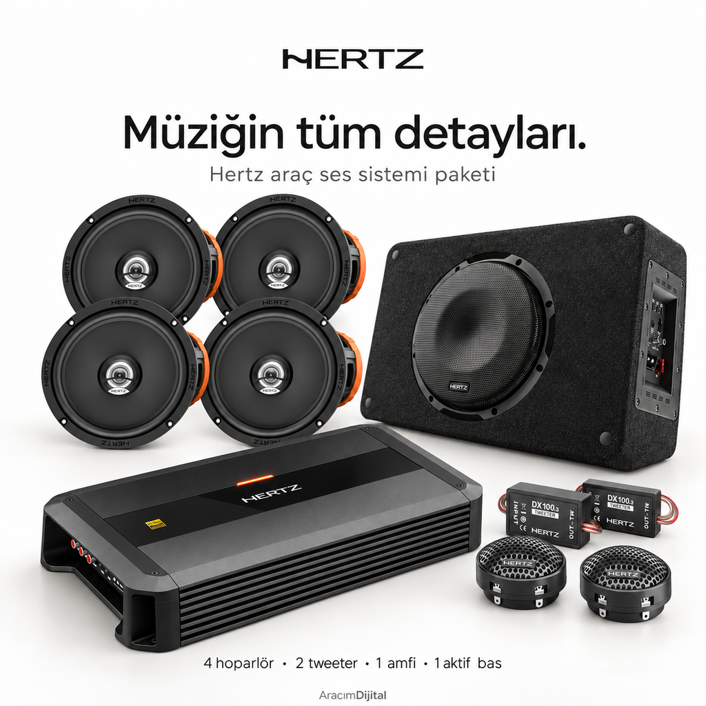 Hertz Araç Ses Sistemi Paketi — Montaj Dahil