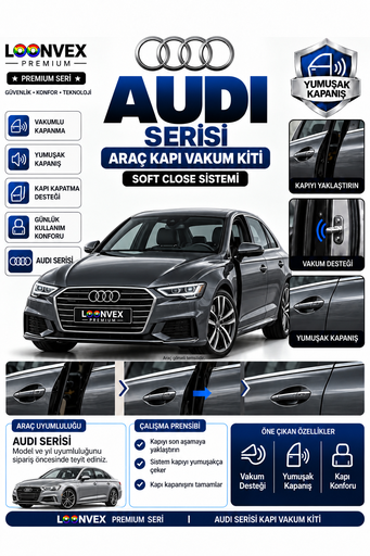 LOONVEX Audi 2008–2019 Kapı Vakum Kiti – Soft Close