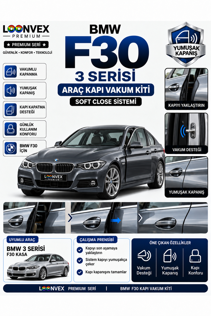 LOONVEX BMW 3 Serisi F30 Araç Kapı Vakum Kiti – Soft Close