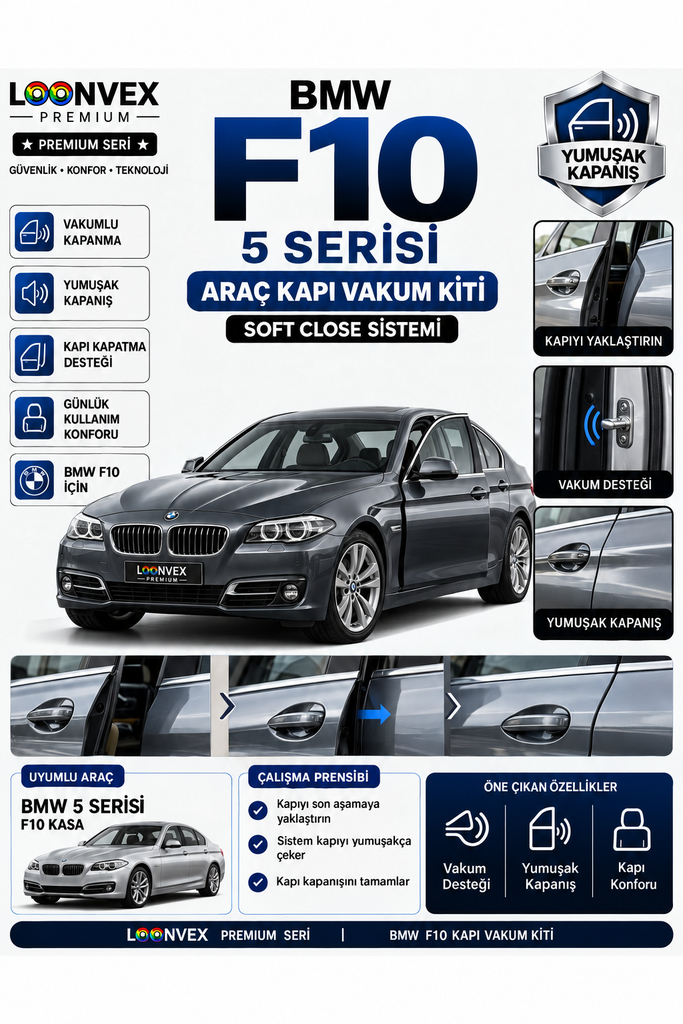 LOONVEX BMW 5 Serisi F10 Araç Kapı Vakum Kiti – Soft Close