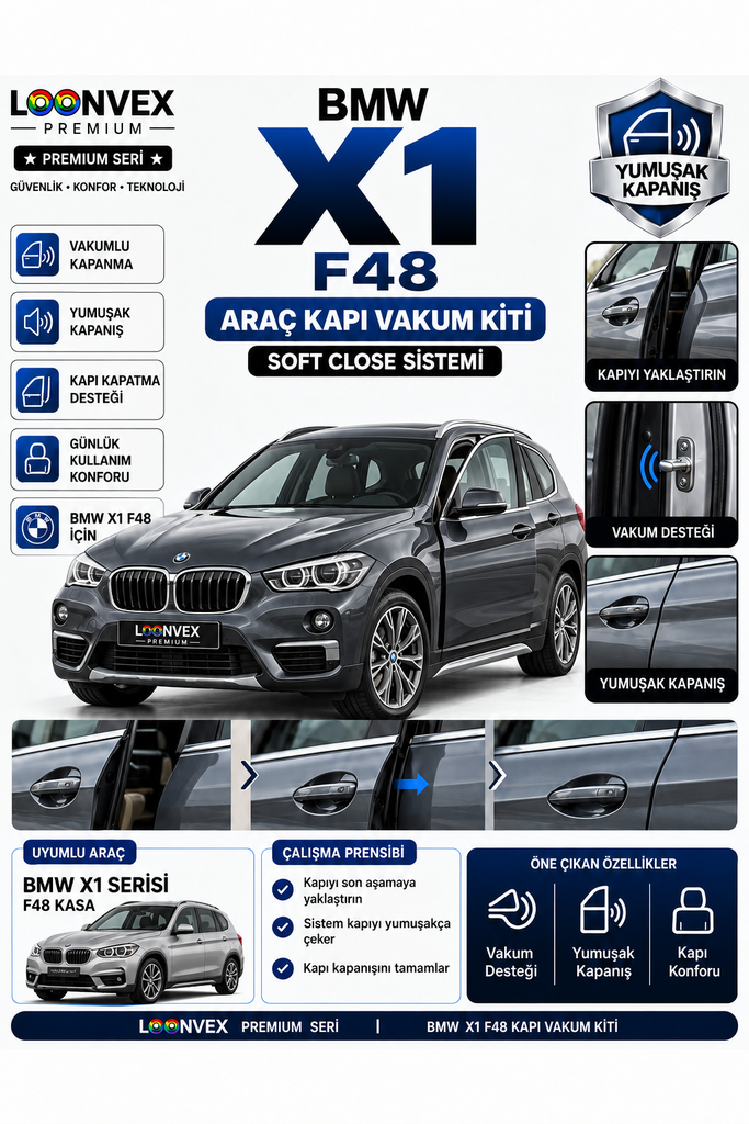 LOONVEX BMW X1 F48 Araç Kapı Vakum Kiti – Soft Close