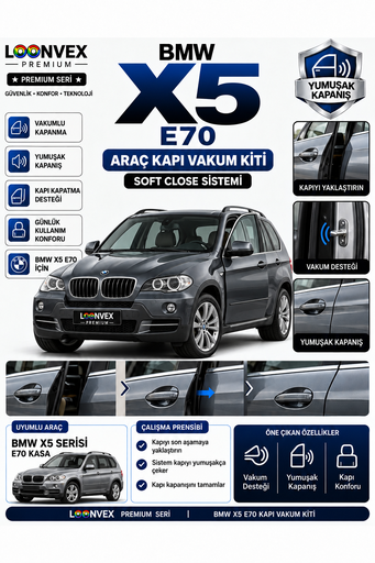 LOONVEX BMW X5 E70 Araç Kapı Vakum Kiti – Soft Close