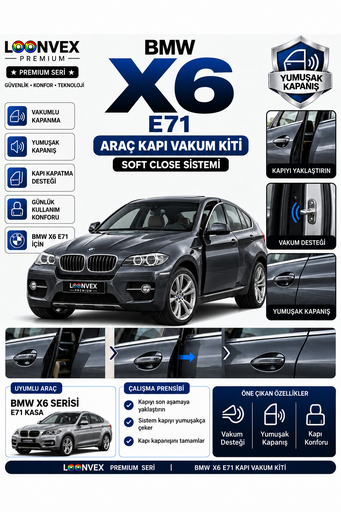 LOONVEX BMW X6 E71 Araç Kapı Vakum Kiti – Soft Close